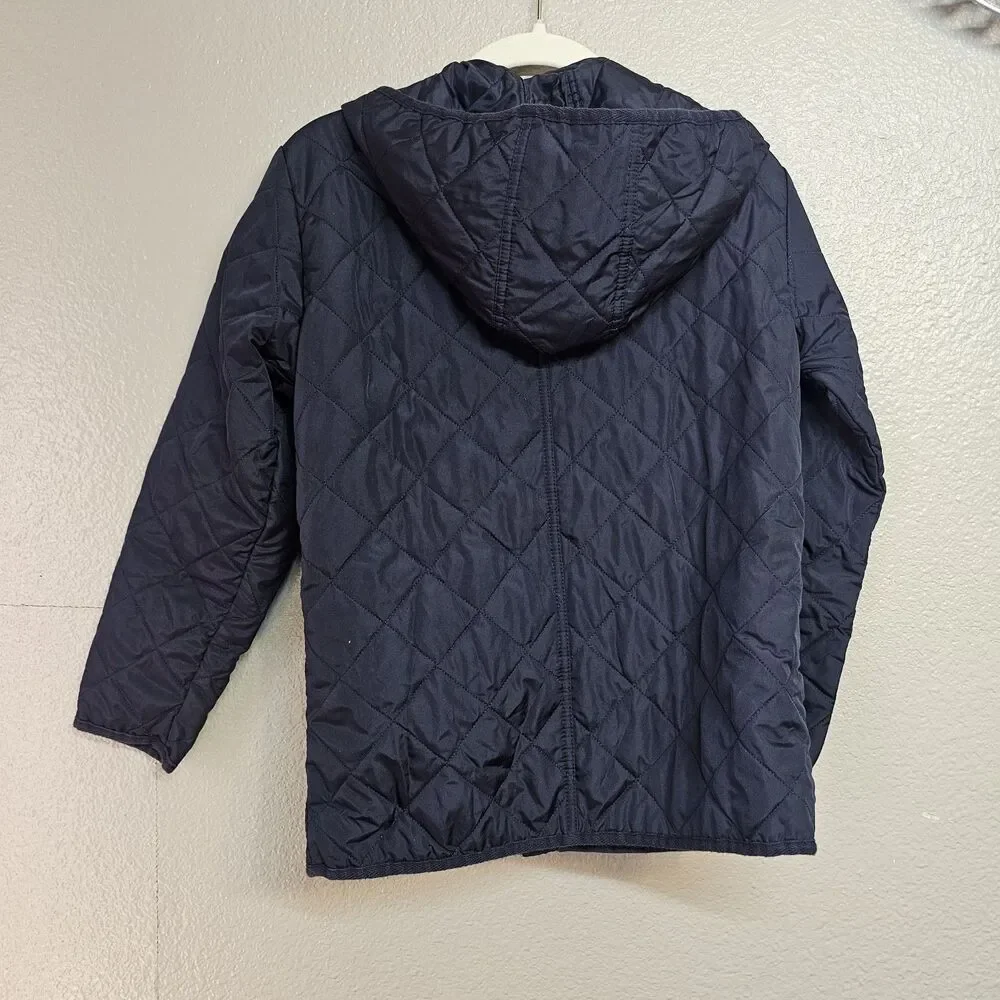 Gap Kids Girls L Navy Quilted Jacket #86 Varsity Preppy Casual School Wear FF453